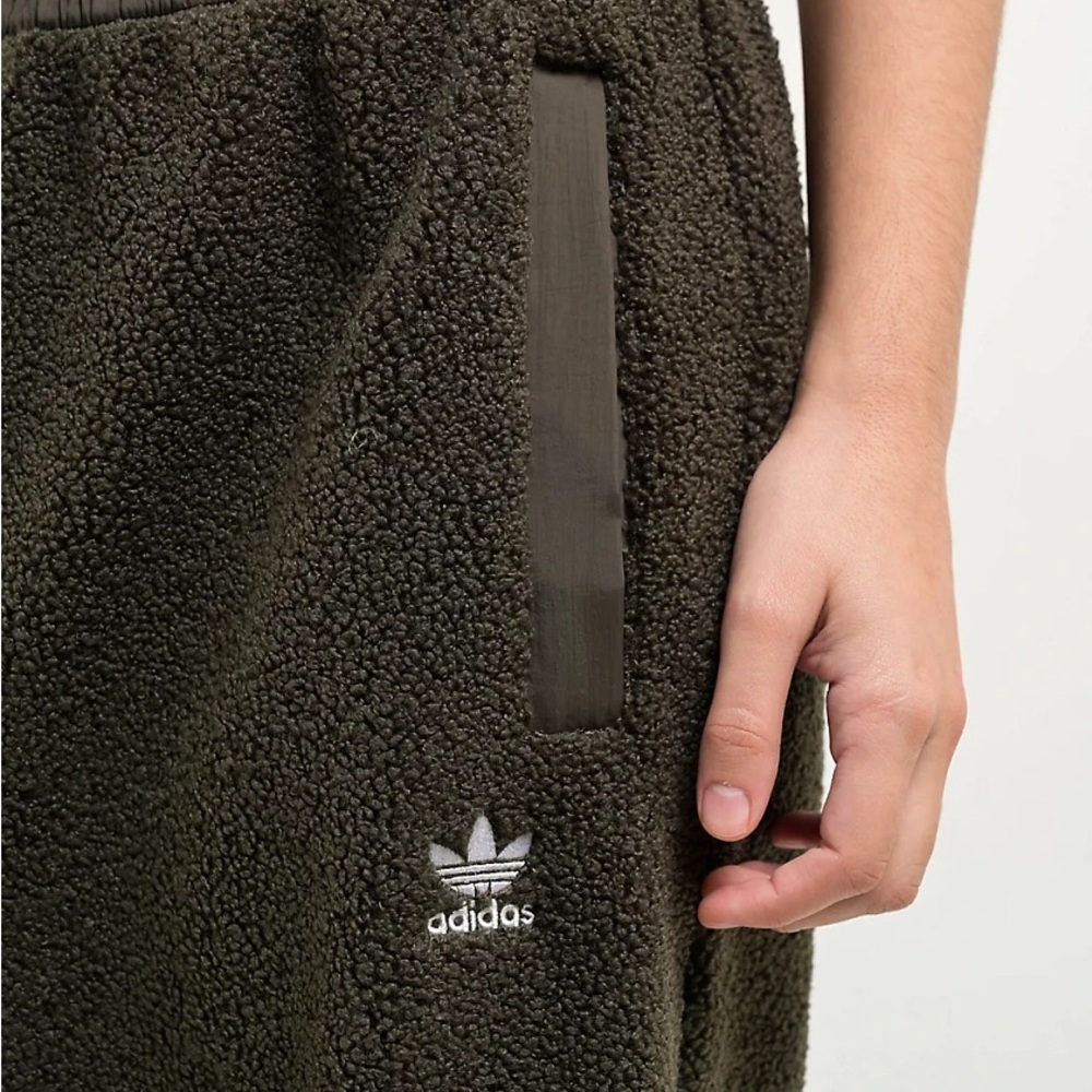 Adidas Teddy Fleece Velvet Olive Sweatpants - Picture 4 of 16